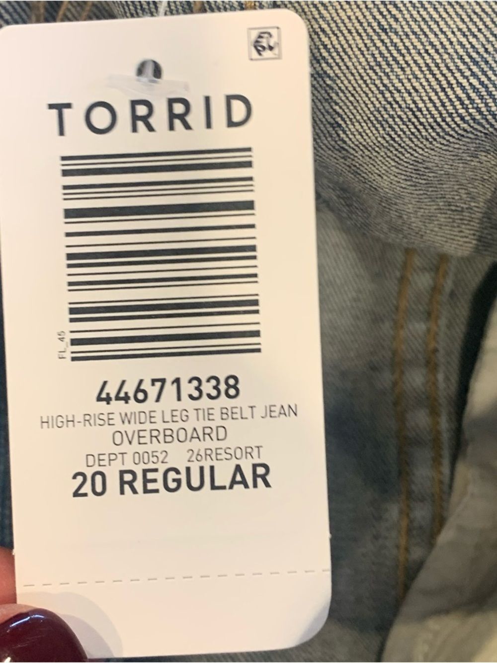 Torrid High Rise Baggy Wide Leg Tie Belt Jean Stretch + Rigid Size 20R - Picture 9 of 13